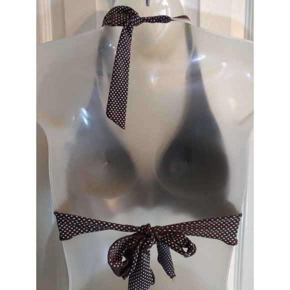 VM Swimsuit 3 Pc Halter Top Bikini Bottom & Skirted Bottom Sz M Brown - Picture 5 of 11